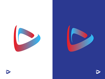 Play blue color gradient icon logo mark play red symbol