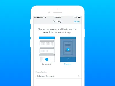 Choose start screen app ios preferences settings ui ux