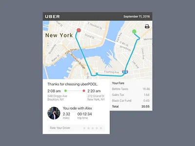 Daily UI - Invoice daily ui drive fare invoice minimal receipt rideshare uber ui user