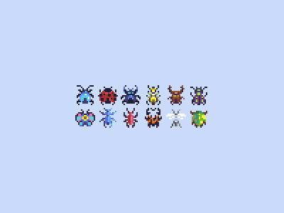 Bug Colletion 8bit bug cartoon collection game art minimalism pixel pixelart