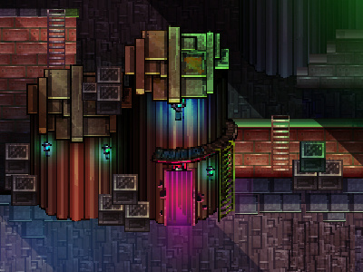 Town dark future game neon pixel retro town