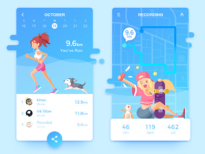 Running APP and Illustration illustration running skateboard