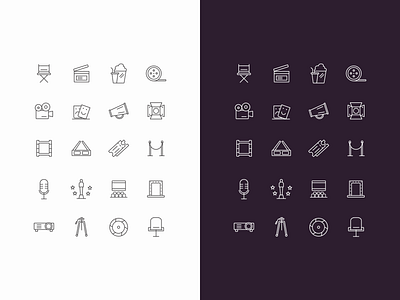 Movie Icons Freebie 😄 🎬 ai flat free freebie icon icons movie outline pack set