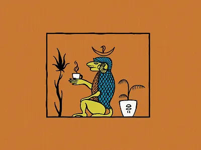 Morning Relief design drawing egyptian herb illustration pen relief