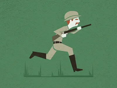 Job Hunting adventure flat gun hunter illustration safari texture