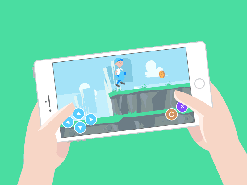 Playing A Game And Chatting With A Phone 2d animation application chatting explainer game gif phone