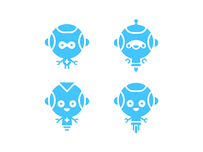 Unused Robos character floater hover little buddy logo motif robo robot