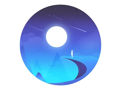 Nothing dream illustration lonely moon people