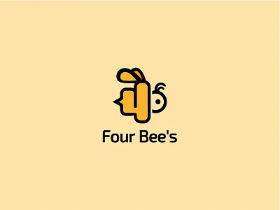 Four Bee's 4 animal bee four fun logo number unique
