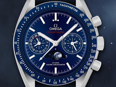 Omega Speedmaster Moonphase Watch Illustration illustration moonphase omega omega speedmaster sketch sketchapp speedmaster vector watch