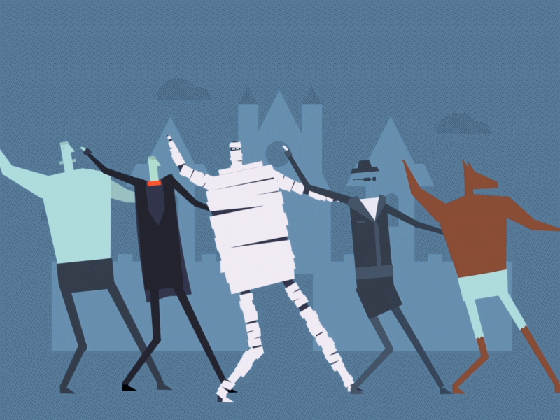 Let's Do the Time Warp Again! 2d aftereffects creature dance flat halloween monster timewarp vector
