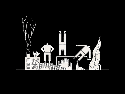 Gathering character design gathering icon illustration machine smoke vector