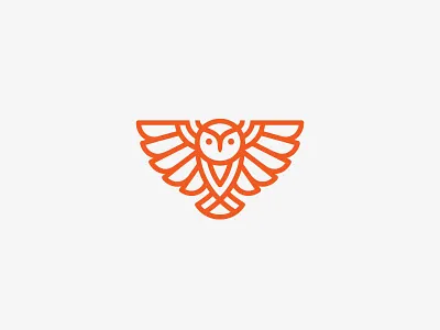Owl animal bird icon logo orange owl wings