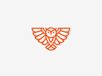 Owl animal bird icon logo orange owl wings