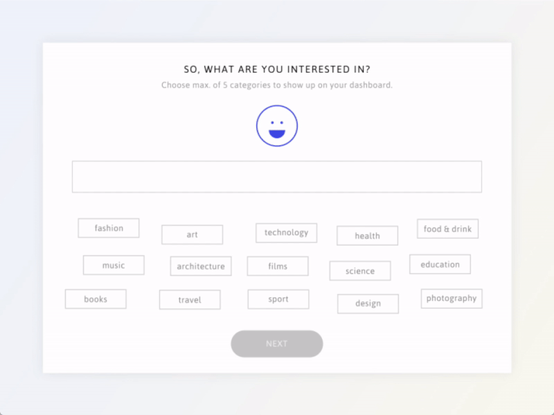 Filter category feed filter interests smiley