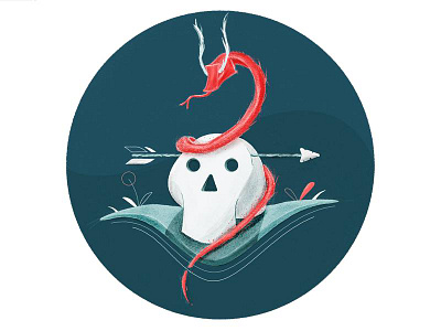 Forgetten warriors & vengeful spirits arrow color dark design halloween illustration nature skulle snake