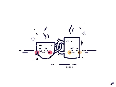 Love coffee cup cute drink flat funny illustration kawaii mug vector