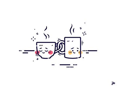 Love coffee cup cute drink flat funny illustration kawaii mug vector