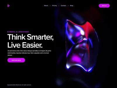 Kymera - website animation 3d abstract ai animation assistant black cover dasrk design glass kymera loop reflection ui ux web design webshocker website