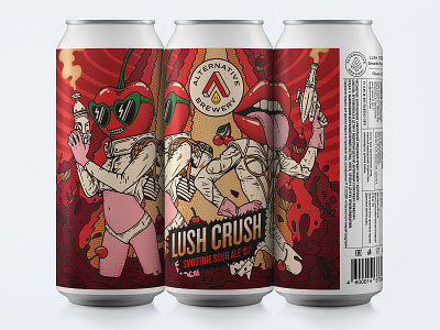 Lush Crush astronaut beer beer can beer label design character cherry chocolate craft beer label design graphic design grunge illustration lips logo design muffin packaging sexy space splash vintage