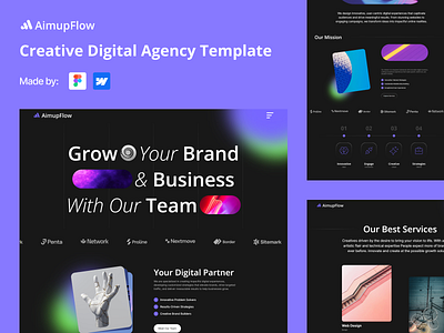 Modern Digital Agency Webflow Template background video cms digital agencies figma design modern template modern website responsive design startup website template uiux design web design web designer web expert webflow webflow expert webflow premium partner website website builders website template