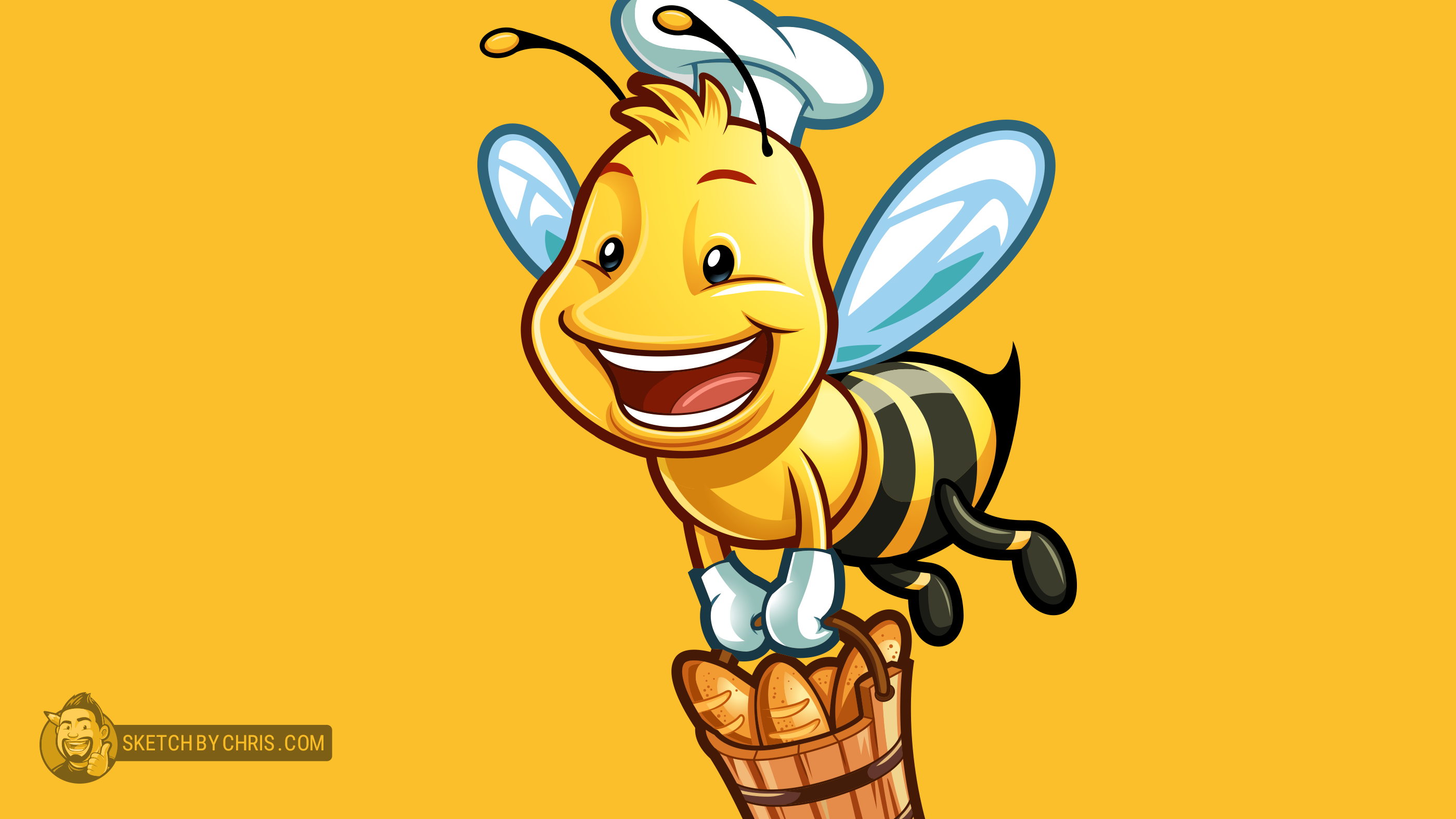 Baker Bee Logo baker baker bee bee branding cartoon cartoon illustration cartoon illustrator character design illustration logo mascot vector