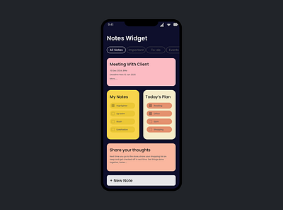 Notes Widget: Daily UI Day 13 3d branding graphic design logo motion graphics ui