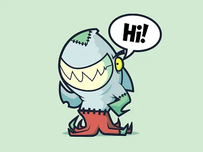 Sharkenstein character design hi octopus shark stickers