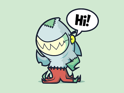 Sharkenstein character design hi octopus shark stickers