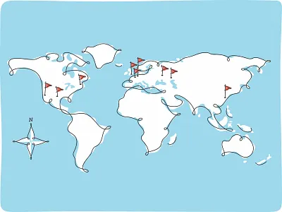Zilore cartography continents fourhands illustration illustratoin line linear linework maps monoline stroke vector world map