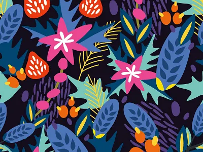 Trendy Christmas Pattern Pink berry bright christmas floral trendy