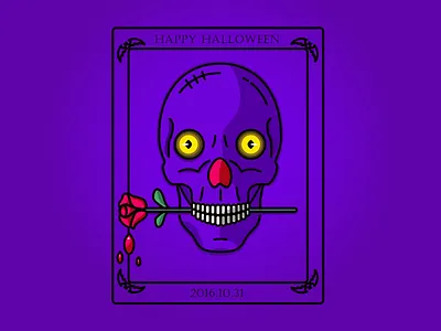 Happy Halloween bat blood card eyes flower halloween head icon illustration skull smile tooth