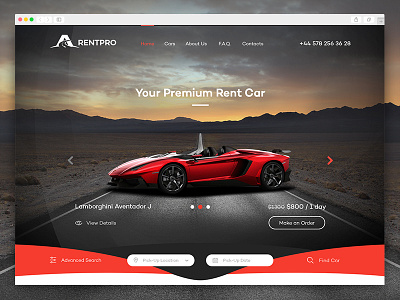 RentPro - Car Dealer Website azro car car service clean design flat responsive ui ux web web design website