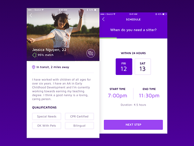 Nanno Careseeker Onboarding ios nanny onboarding profile purple setup