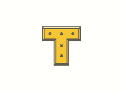 T 3d brown metal screw t tee typography white yellow