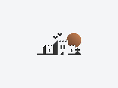 bwahaha bat castle geometry halloween illustration minimal scary