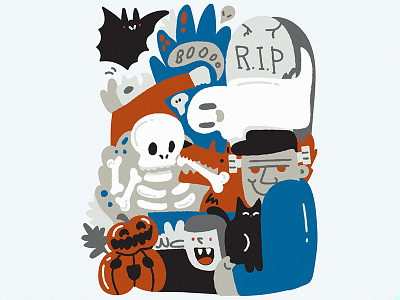 Halloween Squad cat friends ghost halloween illustration monster pumpkin squad vampire