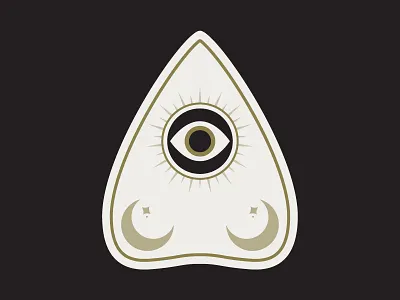 Ouija Planchette eye halloween illustration moon ouija planchette stars vectober