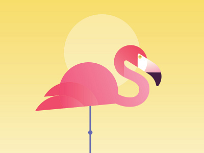 Hot Pink bird flamingo geometric illustration summer tropical vector