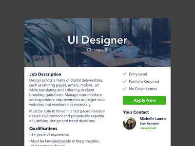 Daily UI - Job Listing advertise apply daily ui designer job listing minimal post product ui user