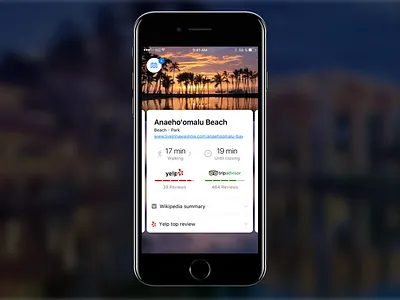 Location cards card directions ios location mobile place reviews summary ui ux