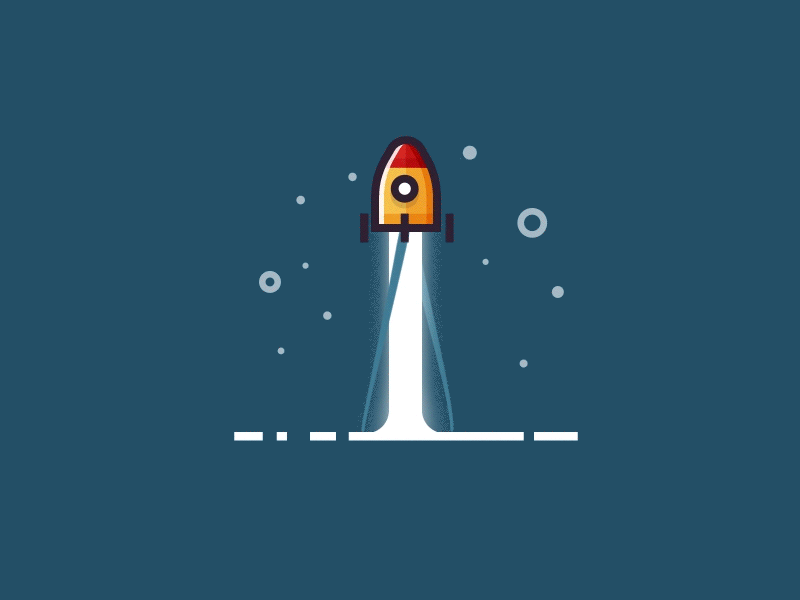 Rocket launch - motion design 2d animation flat fly gif launch motion motion design motion graphics rocket rocket launch space space craft take off takeoff ui