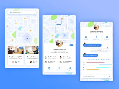Find Doctor Mobile App app bots chat clinic doctor graph health location map mobile ui ux