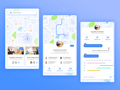 Find Doctor Mobile App app bots chat clinic doctor graph health location map mobile ui ux