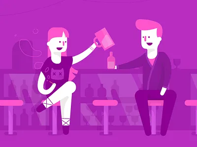 Cheers! alcohol beer character cheers dating design flat illustration vector