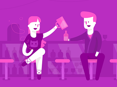Cheers! alcohol beer character cheers dating design flat illustration vector