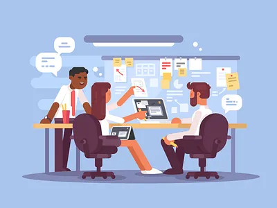 Work scheduling business environment flat illustration kit8 office schedule vectror work workplacemanagement