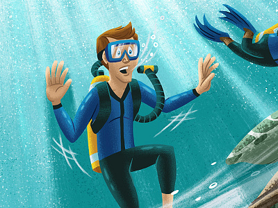 Diver children diver illustration kids ocean