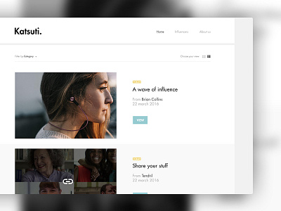 Katsuti.com blog button design filtre katsuti links logotype magazine menu share view white