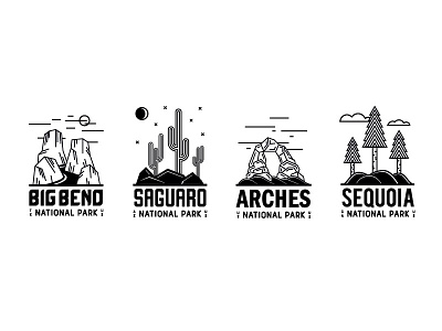 WIP Landmark Kids Tees arches big bend cacti graphics illustration line art national parks saguaro sequoia tee tha landmark project